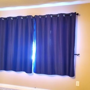 Black out Navy Curtains Silver Grommet
